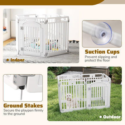 Dreamade 6/12 Panel Dog Playpen 32'' Tall Plastic Pet Fence with Lockable Door