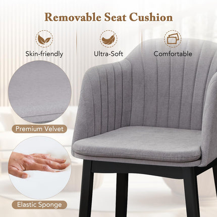 Dreamade Modern Dining Chairs, Upholstered Velvet Accent Chairs w/Curved Backrests & Rubber Wood Legs