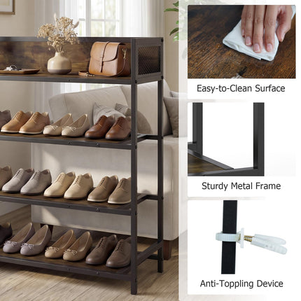 Dreamade 4-Tier Industrial Shoe Storage Organizer with Heavy Duty Metal Frame