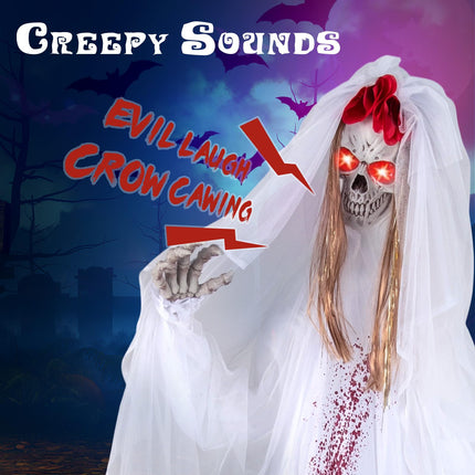 DREAMADE 7.2 FT Sound Activated Halloween Animatronic Standing Bride