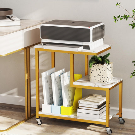 Dreamade 3 Tier Side Table with Wheels for Living Room Bedroom Office