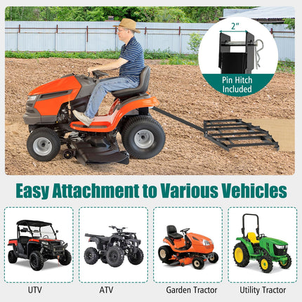 DREAMADE 74"/84" Driveway Drag Harrow with Adjustable Bars & Reinforced Design for ATV