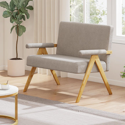 Dreamade Loveseat Sofa with Armrests and Wooden Legs