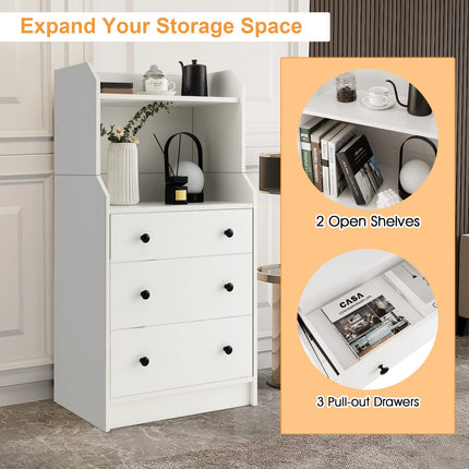 Dreamade 3 Drawers Dresser for Bedroom - Modern Storage Dresser Chest of Drawers with 2 Shelves, 3 Pull-Out Drawers