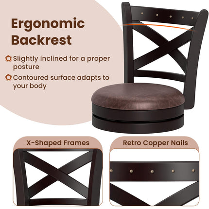 Dreamade 30" Swivel Bar Stools with Footrest & Rubber Wood Frame