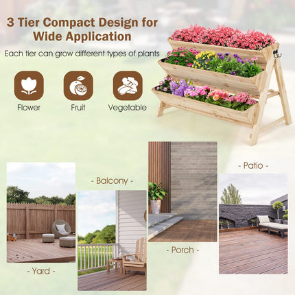 Dreamade Raised Garden Bed, Vertical Planter with Storage Shelf (Natural)