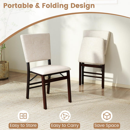 Dreamade Foldable Dining Chair Set of 2/4 Armless Kitchen Chair with Padded Seat and Tilt Backrest