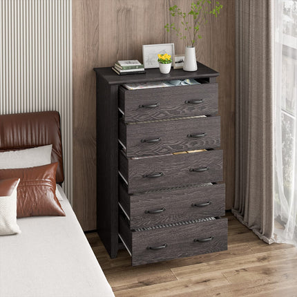 Dreamade 5 Drawer Dresser Chest of Drawers - Vertical Dresser with 5 Pull-Out Drawers for Bedroom, Living Room, Entryway