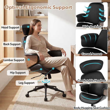 Dreamade Ergonomic High Back Faux Leather Executive Chair with Headrest