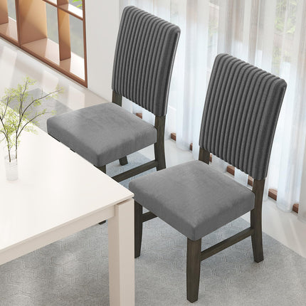 Dreamade Dining Chairs Set of 2/4 Mid-Century Velvet Fabric Upholstered Chairs with Rubber Wood Legs Thick Padded Seat