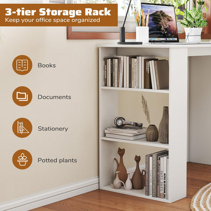 Dreamade 35.5 Inch Compact Home Office Desk with Storage Bookshelf