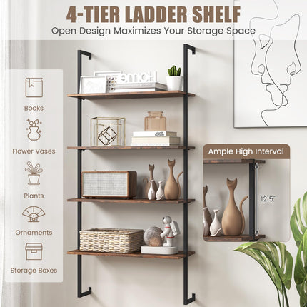 Dreamade 4 Tier Modern Wall Mounted Bookshelf Set