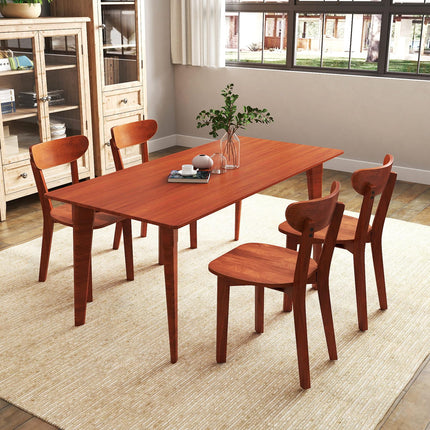 Dreamade Wooden Dining Chairs, Kitchen Chairs w/Curved Backrest & Solid Rubber Wood Frame