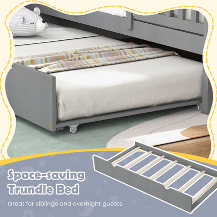 Dreamade Twin House Bed with Trundle