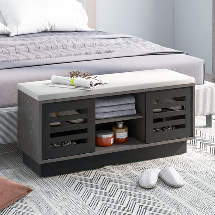Dreamade Entryway Shoe Storage Bench - Shoe Rack w/Seat Cushion & 6 Storage Compartments
