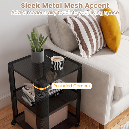 Dreamade 3-Tier End Table | Rolling Side Table w/Open Storage Shelves (1/2)