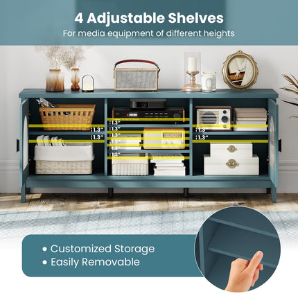 Dreamade Modern Vintage TV Cabinet with Adjustable Shelves and 2 Cable Holes for TVs up to 65 Inches