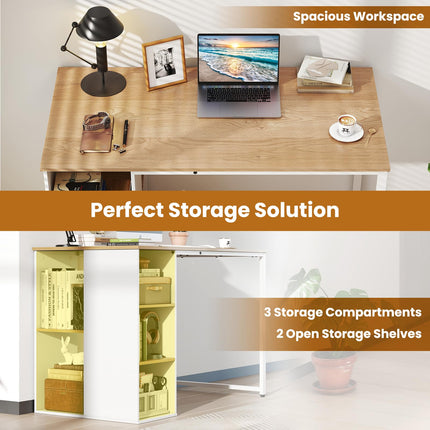 Dreamade Computer Desk with Storage Shelves for Bedroom