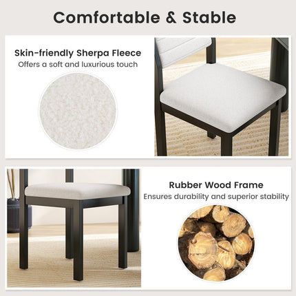 Dreamade Sherpa Kitchen Chairs with Wood Frame & Padded Seat