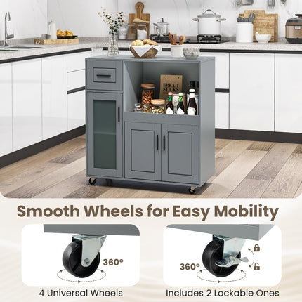 Dreamade Kitchen Island with Storage, Kitchen Cart with Wheels
