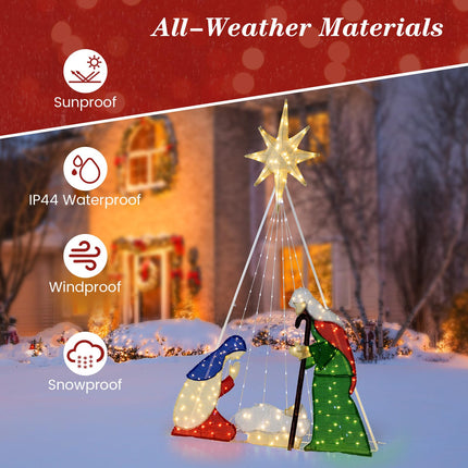 Dreamade 6 FT Lighted Nativity Scene, Holy Family Set Christmas Decoration with 240 LED Lights