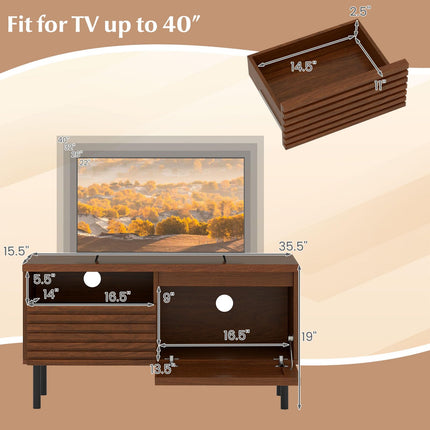 Dreamade Mid Century Modern TV Stand with Fluted Entertainment Center