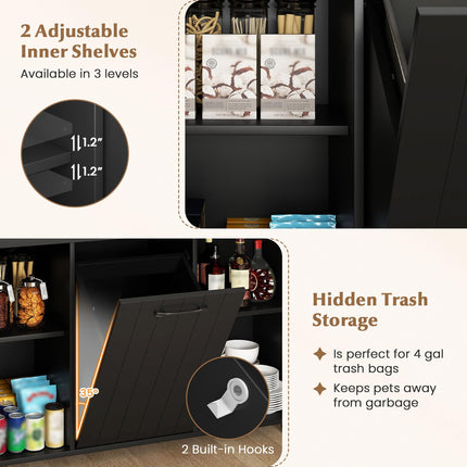 Dreamade Kitchen Island w/Trash Bag Storage