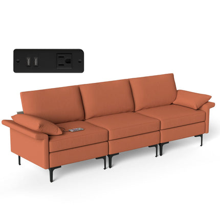 Dreamade 3-Seat Sectional Sofa Couch, 100.5" L Convertible Sleeper with USB Port & Outlet