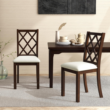 Dreamade Wood Dining Chairs Set of 2, Farmhouse Kitchen Chair with Rubber Wood Legs, Max Load 400 Lbs