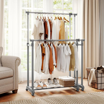 Dreamade Portable Garment Clothin Rack with Adjustable Height & Width for Laundry