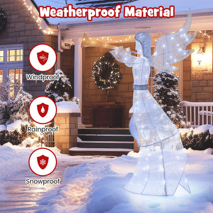 Dreamade 5 FT Lighted Trumpeting Angel, Light-up Christmas Angel with LED Lights