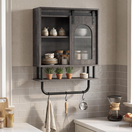 Dreamade Bathroom Wall Cabinet with Sliding Barn Door
