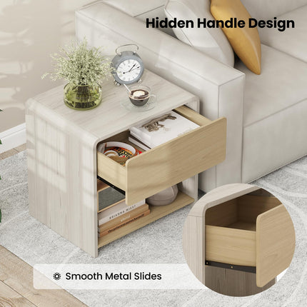 Dreamade Modern Nightstand with Drawer Set of 1/2 Storage Open Shelf