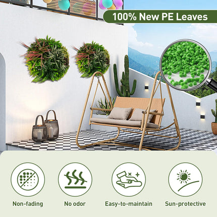 Dreamade 2 Pack Hanging Artificial Plants Panels, 20" Round Framed 3D Greenery Wall Art Decor