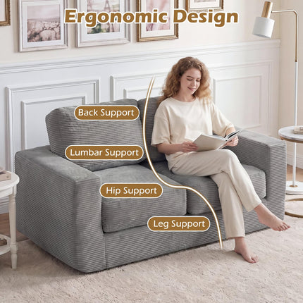 Dreamade 2-Seater Floor Couch with Removable Corduroy Cover