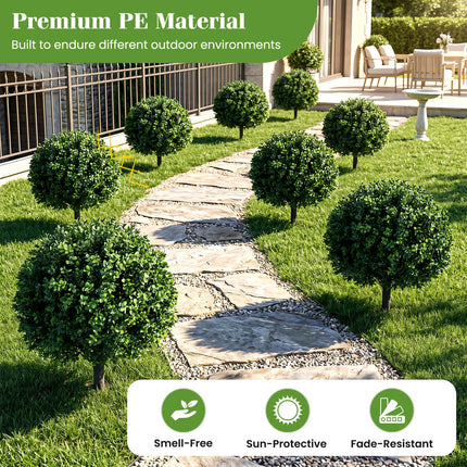 Dreamade 27" Artificial Boxwood Topiary Trees Set of 2 with Ground Spikes
