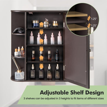 Dreamade Medicine Cabinet, Mirror Bathroom Cabinet with Single Door, 3 Adjustable Shelves, Storage Cabinet for Hallway, Living Room