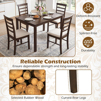 Dreamade 43.5" Solid Rubber Wood Kitchen Table