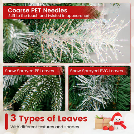 Dreamade 5FT / 6FT / 7FT Pre-Lit Artificial Christmas Tree with LED Lights Pine Cones Berries
