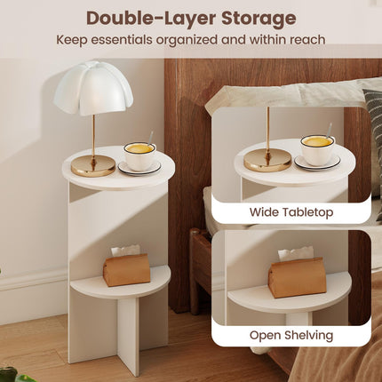 Dreamade 2-Tier Round Side Tables with Storage Shelf (1/2)