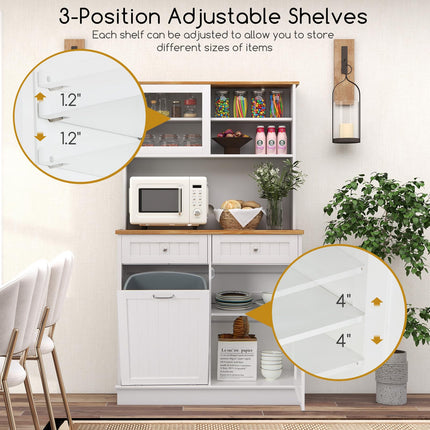 Dreamade 68” Tall Kitchen Pantry, Buffet Hutch w/Tilt Out Trash Can Storage Cabinet, 2 Drawer, Shelves