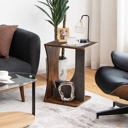 Dreamade End Table, 2 Tier Side Table, Sofa Couch Table for Small Space