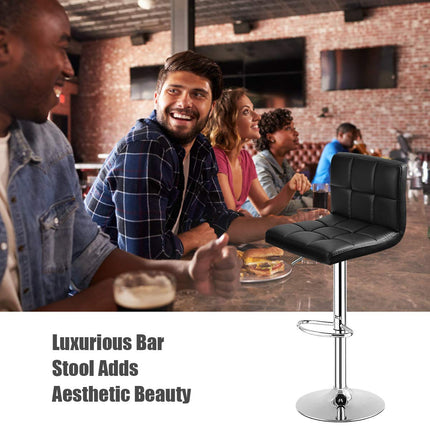 Dreamade Bar Stool, Modern Swivel Adjustable Armless Barstools, Square Counter Height PU Leather Bar Stools
