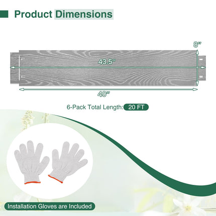 Dreamade Galvanized Metal Landscape Edging 6 Packs 20FT Heavy-Duty Hammer-in Edging Border