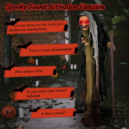 DREAMADE 5 FT Halloween Animatronic Witch Standing Witch