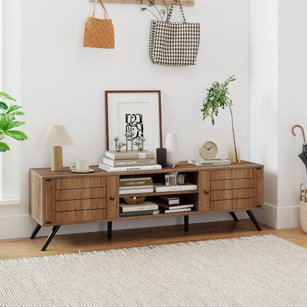 Dreamade 2-Door TV Stand for TVs up to 65 Inch with Open Shelves