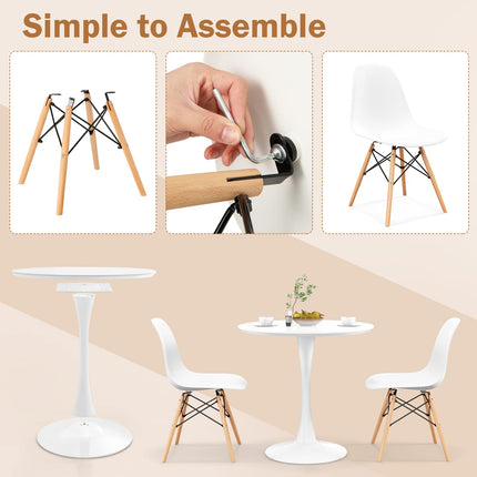 Dreamade Dining Room Table Set for 2 or 4, Compact Kitchen Dining Table Set with 32" Round Table and DSW Chairs