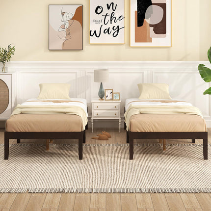 Dreamade 14 Inch Twin Wood Platform Bed Frame, Minimalist Twin Bed Frame with Wooden Slats Support & Rubber Wood Legs