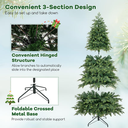 Dreamade 7.5ft Artificial Christmas Tree, Unlit Green Hinged Xmas Full Tree with 1019 Lush Branch Tips