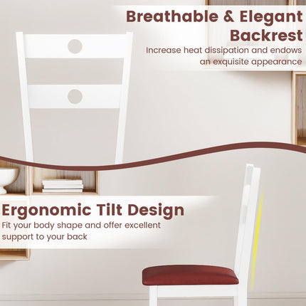 Dreamade PU Leather Upholstered Kitchen Chairs w/Hollowed Backrest & Padded Seat